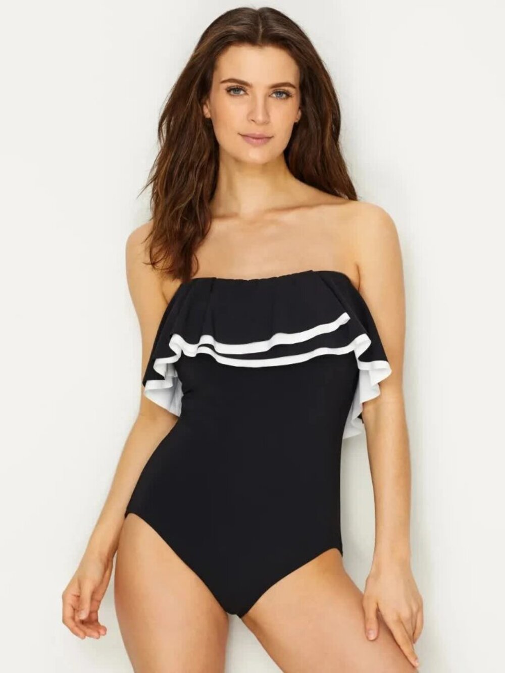 Coco Reef Women's Bandeau One Piece Swimsuit with Ruffle Detail Size 16/40C